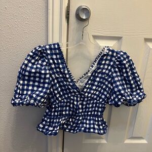 Sea New York City Blue Gingham Cropped top
